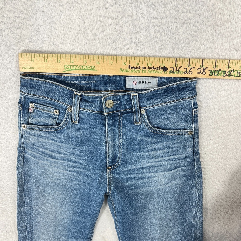 AG Jeans Womens 26R (27x28) The Farrah Skinny Ankle High Rise Blue Distressed - Picture 4 of 9